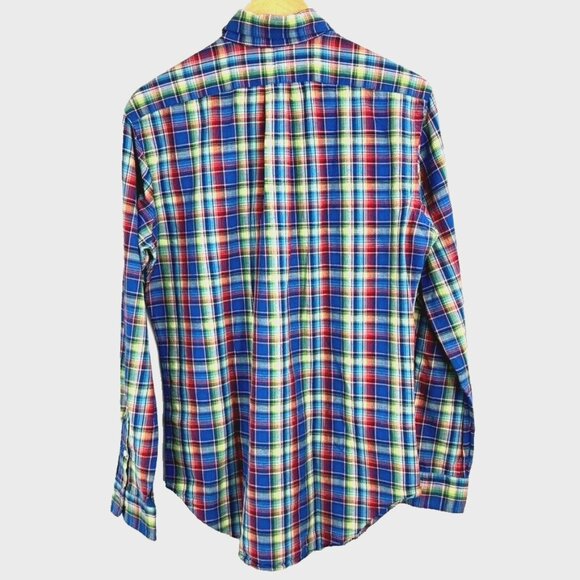 POLO RALPH LAUREN Men's S Classic Fit Madras Plaid Button Up Shirt Linen Blend - Picture 3 of 8